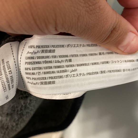 Abercrombie and Fitch Quilted Heathered Gray Black/Navy Pullover Fleece Size S - Picture 11 of 11